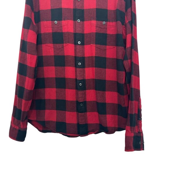 Express Mens Flannel Red & Black Plaid Long Sleeve Button-Down Shirt Size L - Picture 7 of 10
